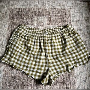 PIGLET IN BED BOTANICAL GREEN GINGHAM PJ SHORTS